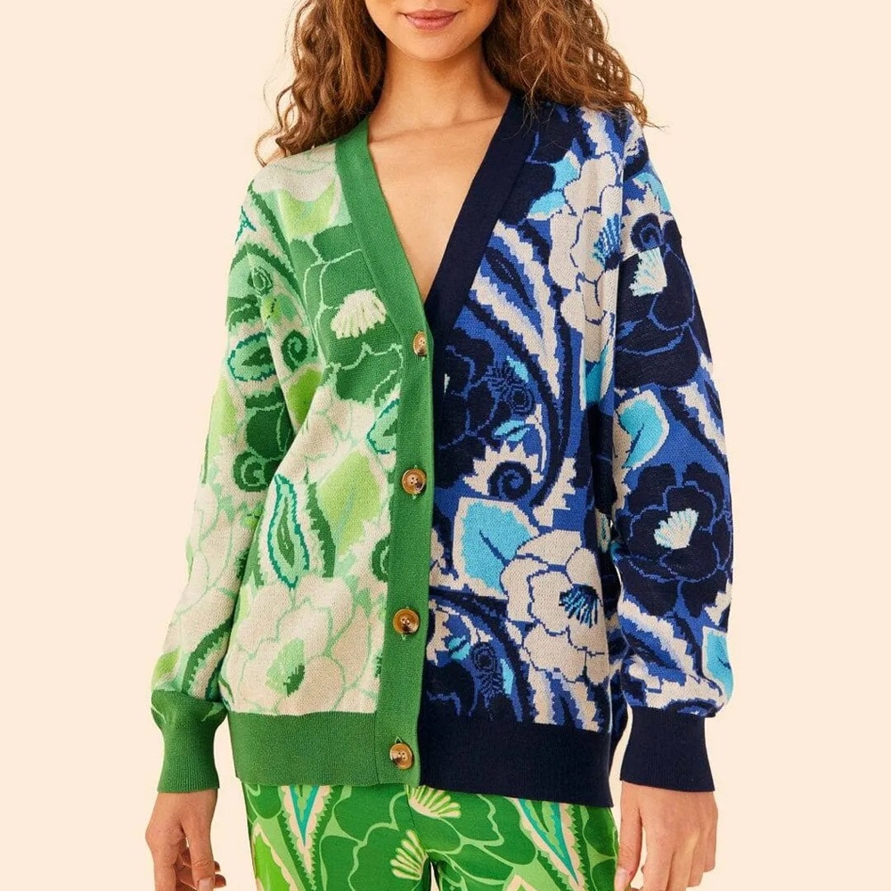 NWT - FARM Rio - Tropical Groove Mixed Cardigan - Medium